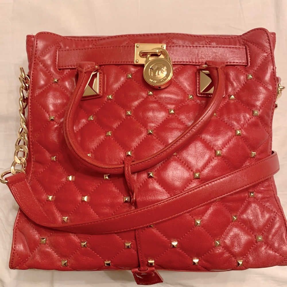 SOLD Michael Kors Tote with Red Leather and Gold